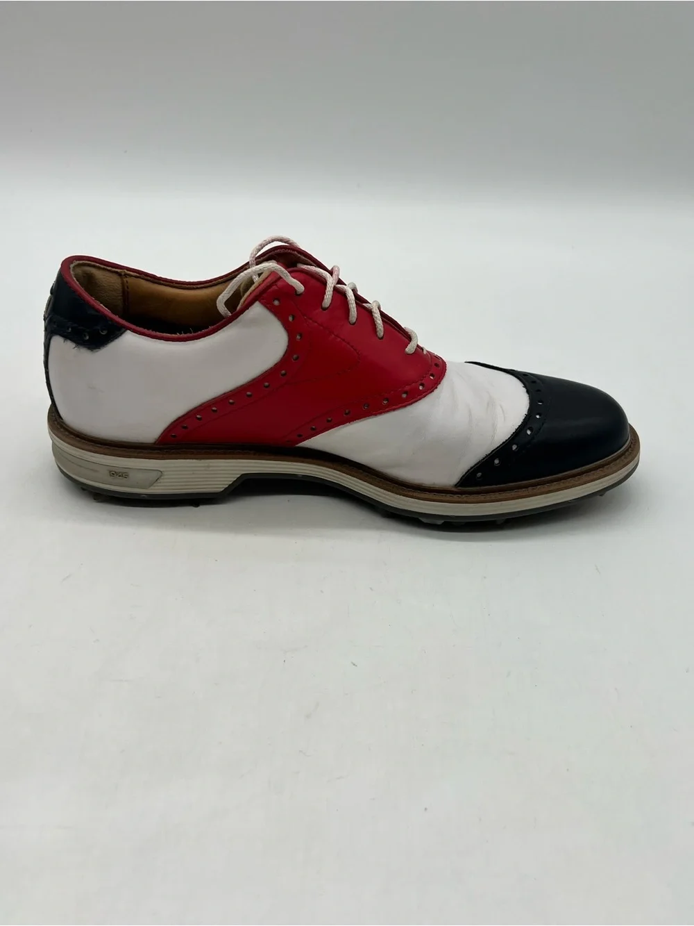 FootJoy DryJoys Premiere WILCOX Men 8.5 White Blue Red USA Flag Golf Shoes